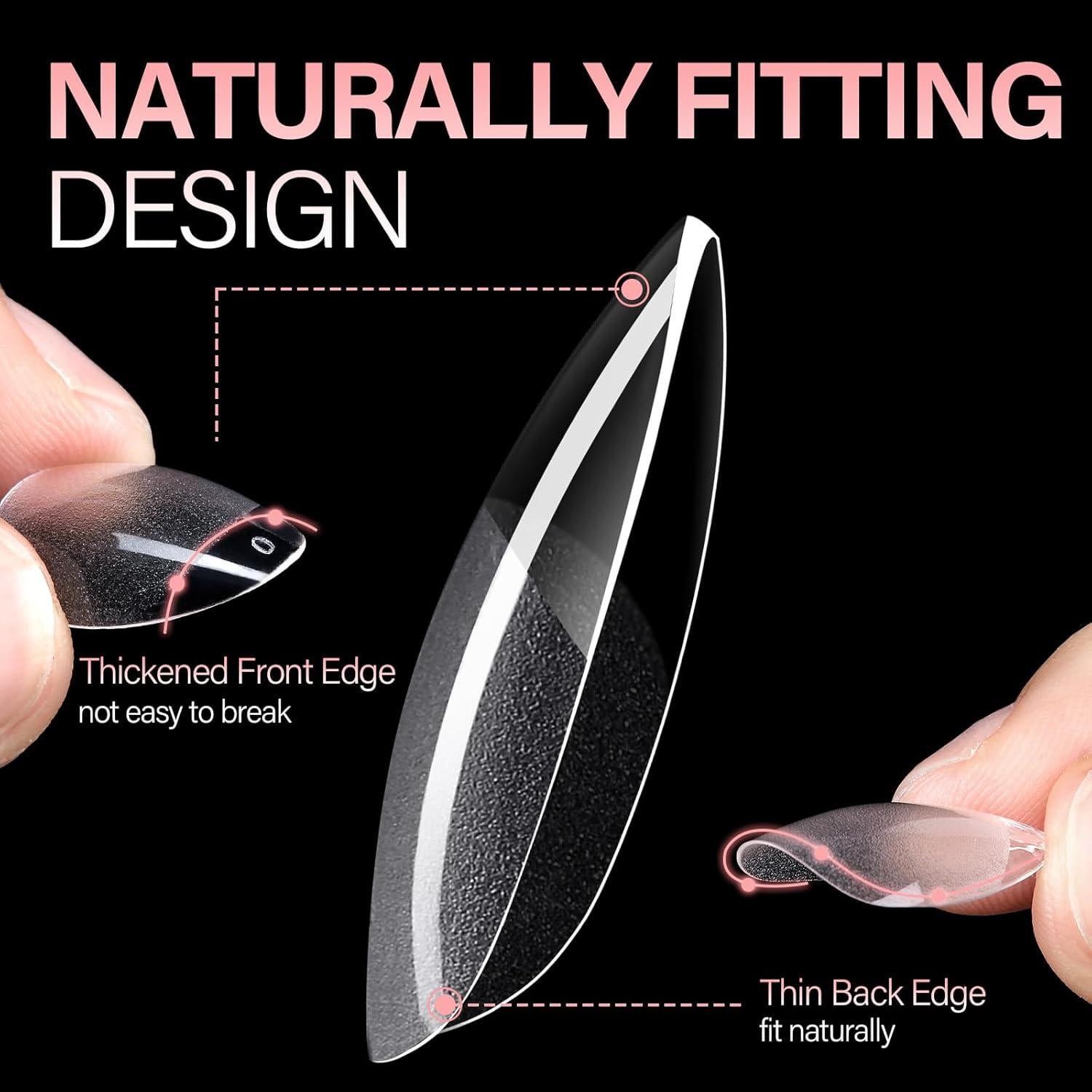 Tips de Uñas Falsas AILLSA Almendra Cortas 504pcs con Caja