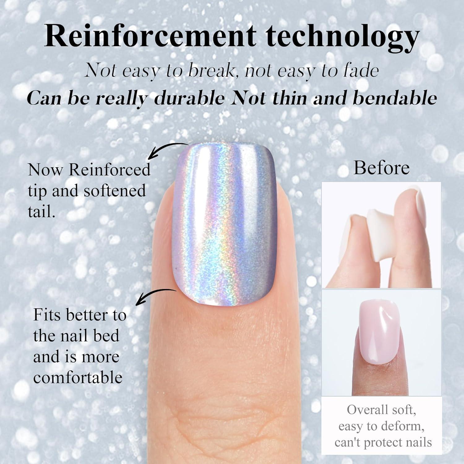 Uñas Postizas Cortas Jofay Fashion 160 Pcs Diseño Aurora