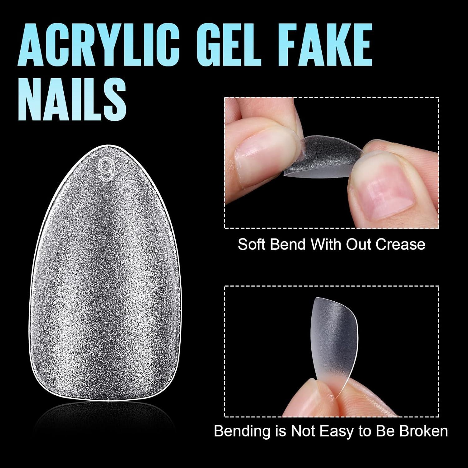 Consejos de Uñas Almendra Cortos TOMICCA - 450 Piezas, 15 Tamaños