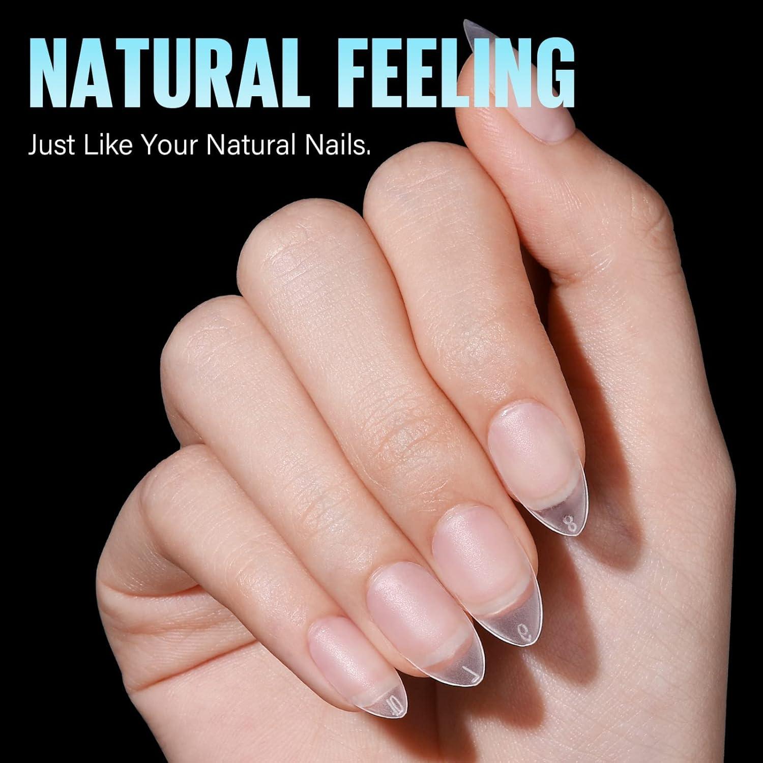 Consejos de Uñas Almendra Cortos TOMICCA - 450 Piezas, 15 Tamaños