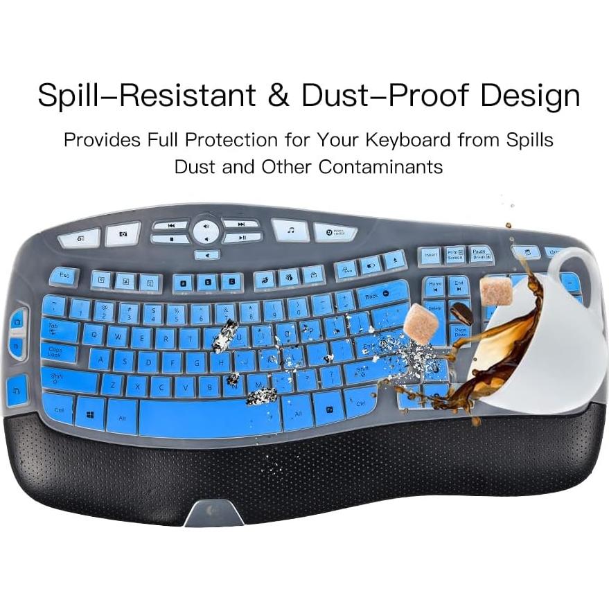 Cubierta de Teclado Logitech K350 MK550 MK570 Silicona Azul Ombre