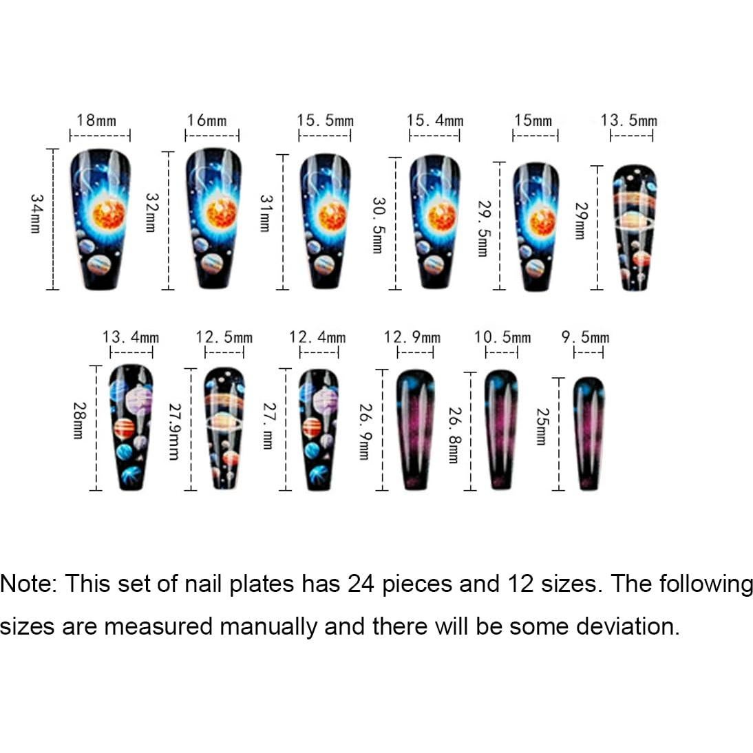 Uñas Postizas Largas Coffin NGMATY Sueño Estelar 24 Piezas