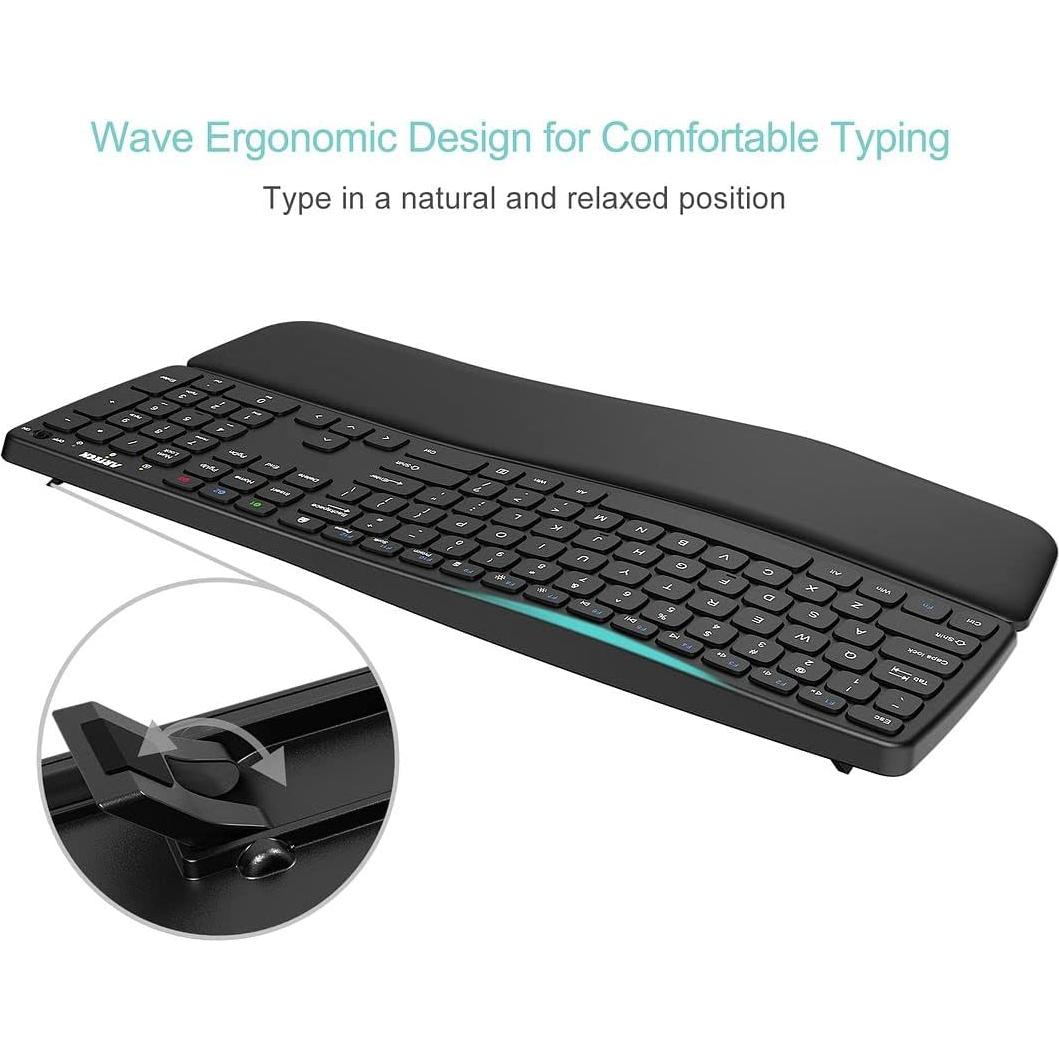 Teclado Inalámbrico Bluetooth Arteck Wave con Reposamanos