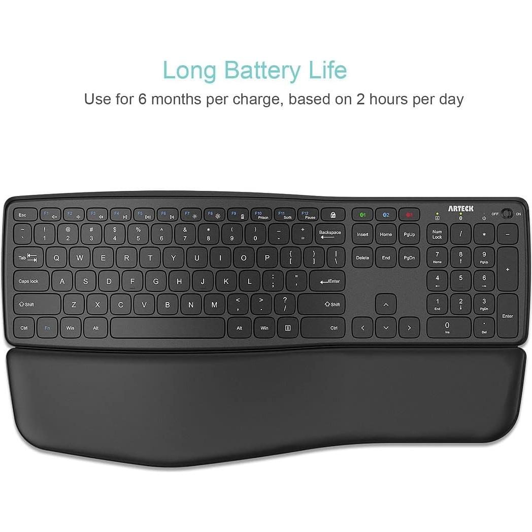 Teclado Inalámbrico Bluetooth Arteck Wave con Reposamanos