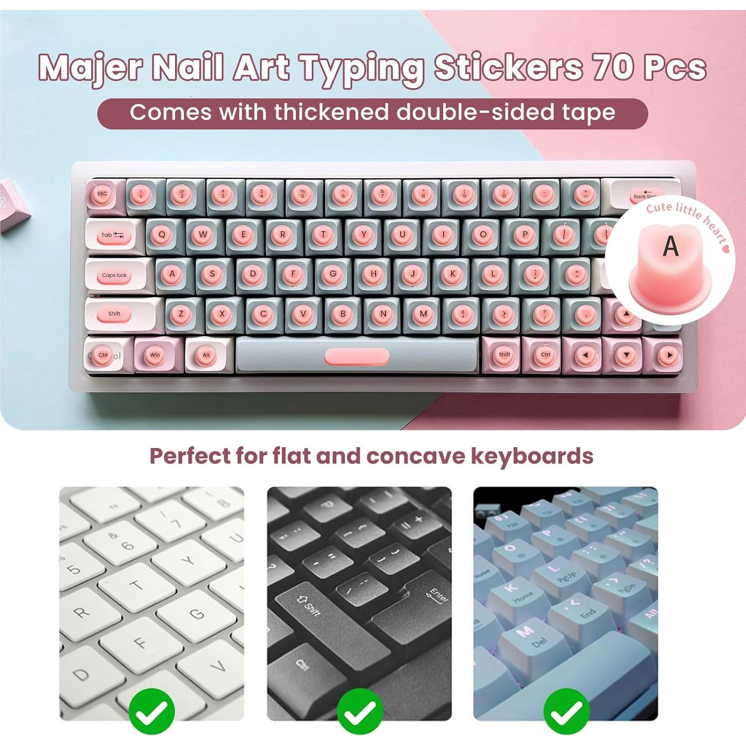 Calcomanías Elevadas para Teclado NiNiMay Rosa 70Pcs Silicona