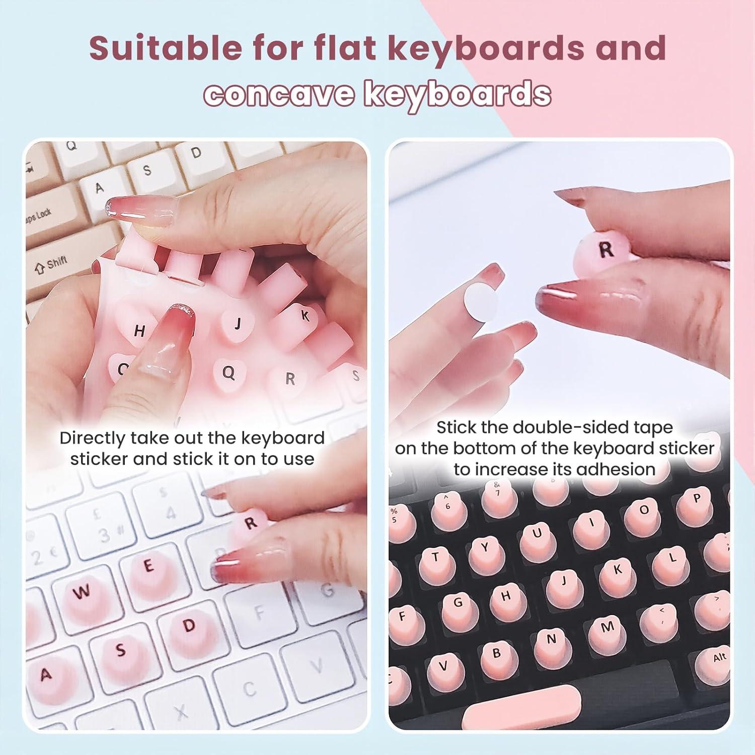Calcomanías Elevadas para Teclado NiNiMay Rosa 70Pcs Silicona