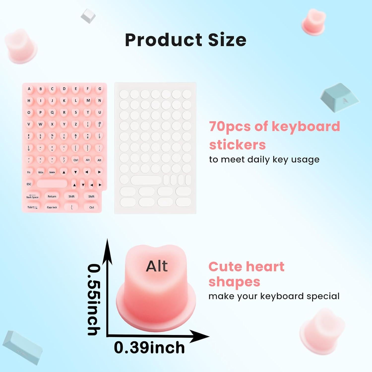 Calcomanías Elevadas para Teclado NiNiMay Rosa 70Pcs Silicona