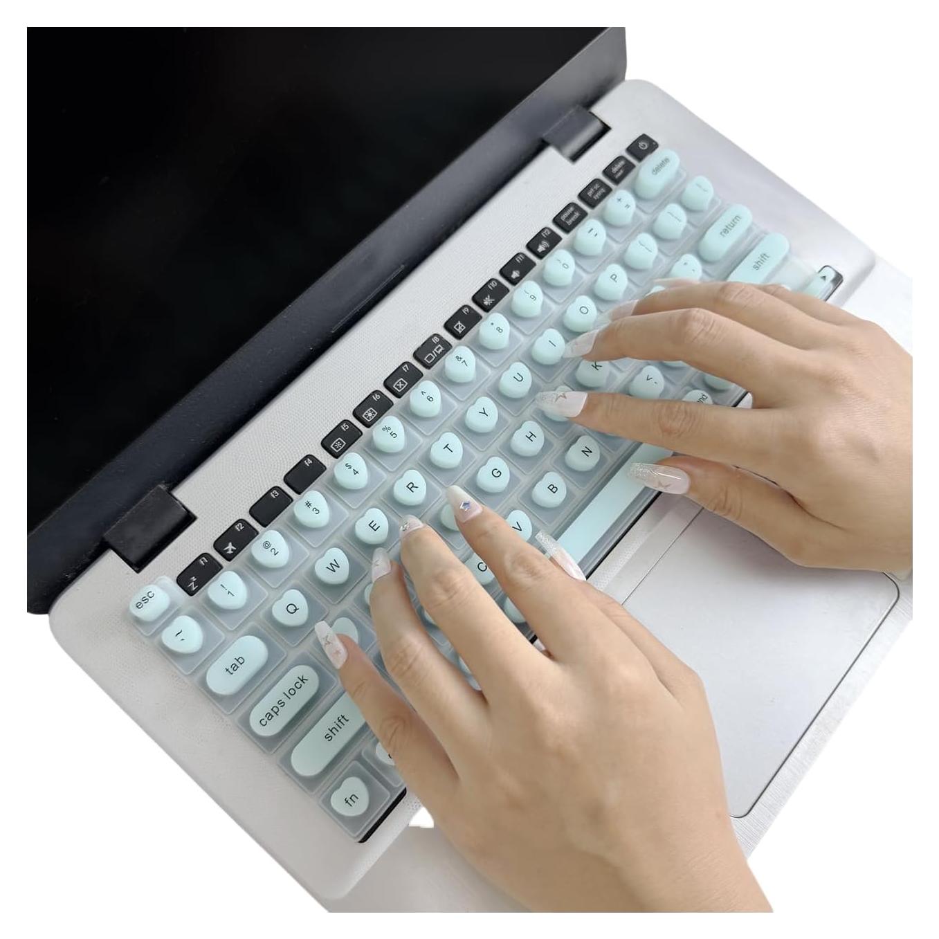 Cubierta de Teclado Silicona Verde Corazón para MacBook Pro/Air 2021-2024