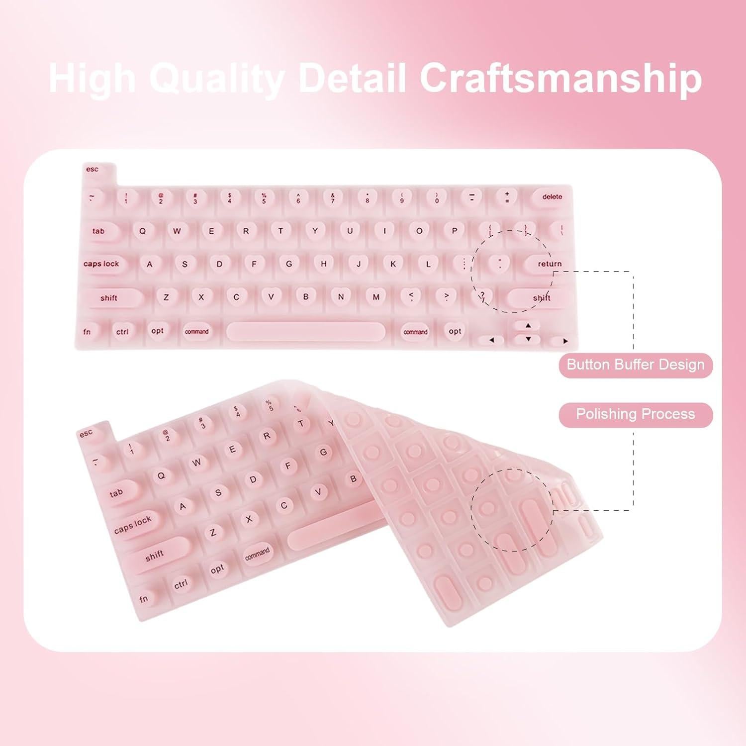 Cubierta de Teclado Silicona Verde Corazón para MacBook Pro/Air 2021-2024