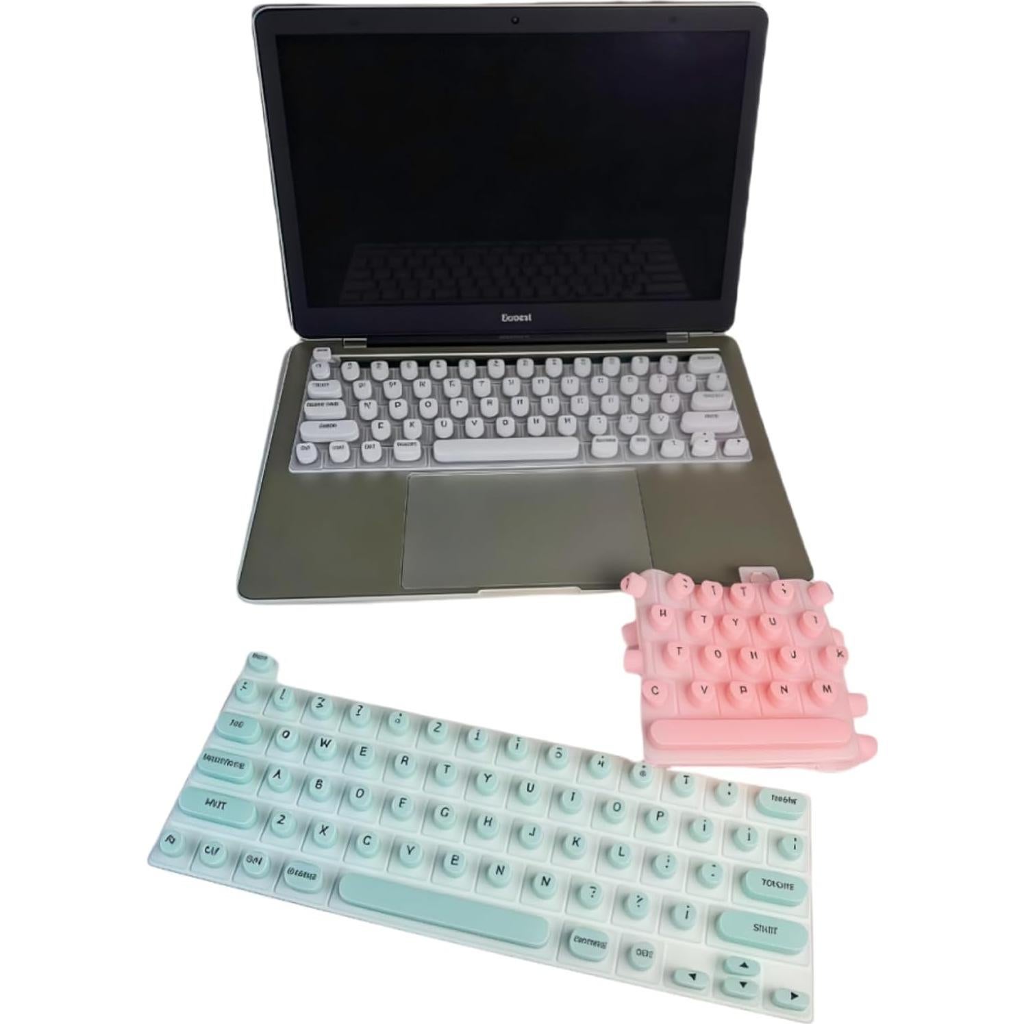 Cubierta de Teclado Silicona Verde Corazón para MacBook Pro/Air 2021-2024