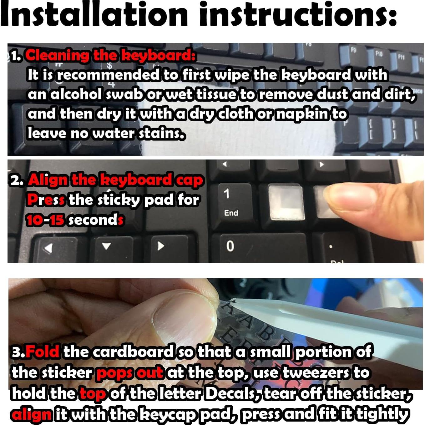 80 Calcomanías Elevadas para Teclado Ocdin - Letras DIY