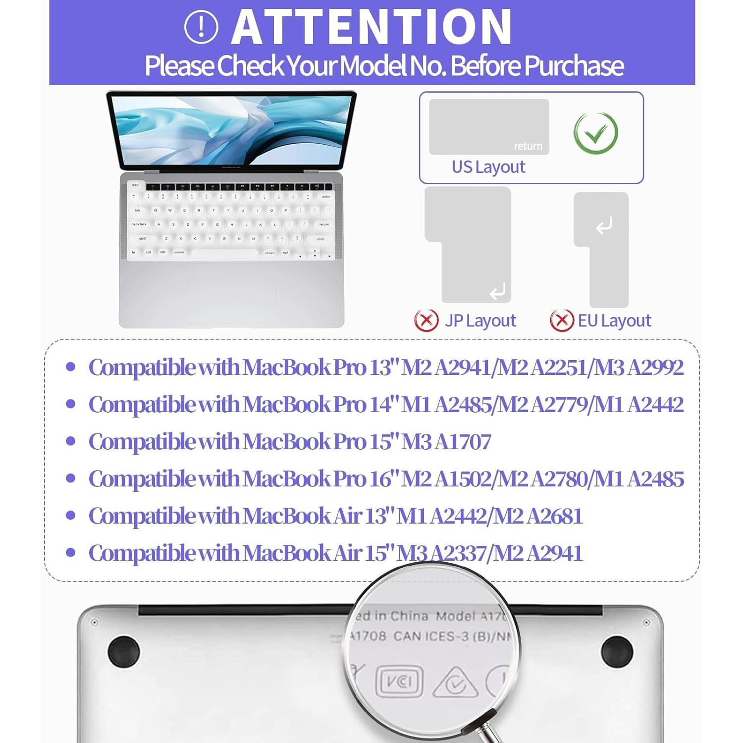 Cubierta de Teclado de Silicona para Uñas Largas DR.YYDF - MacBook Pro/Air