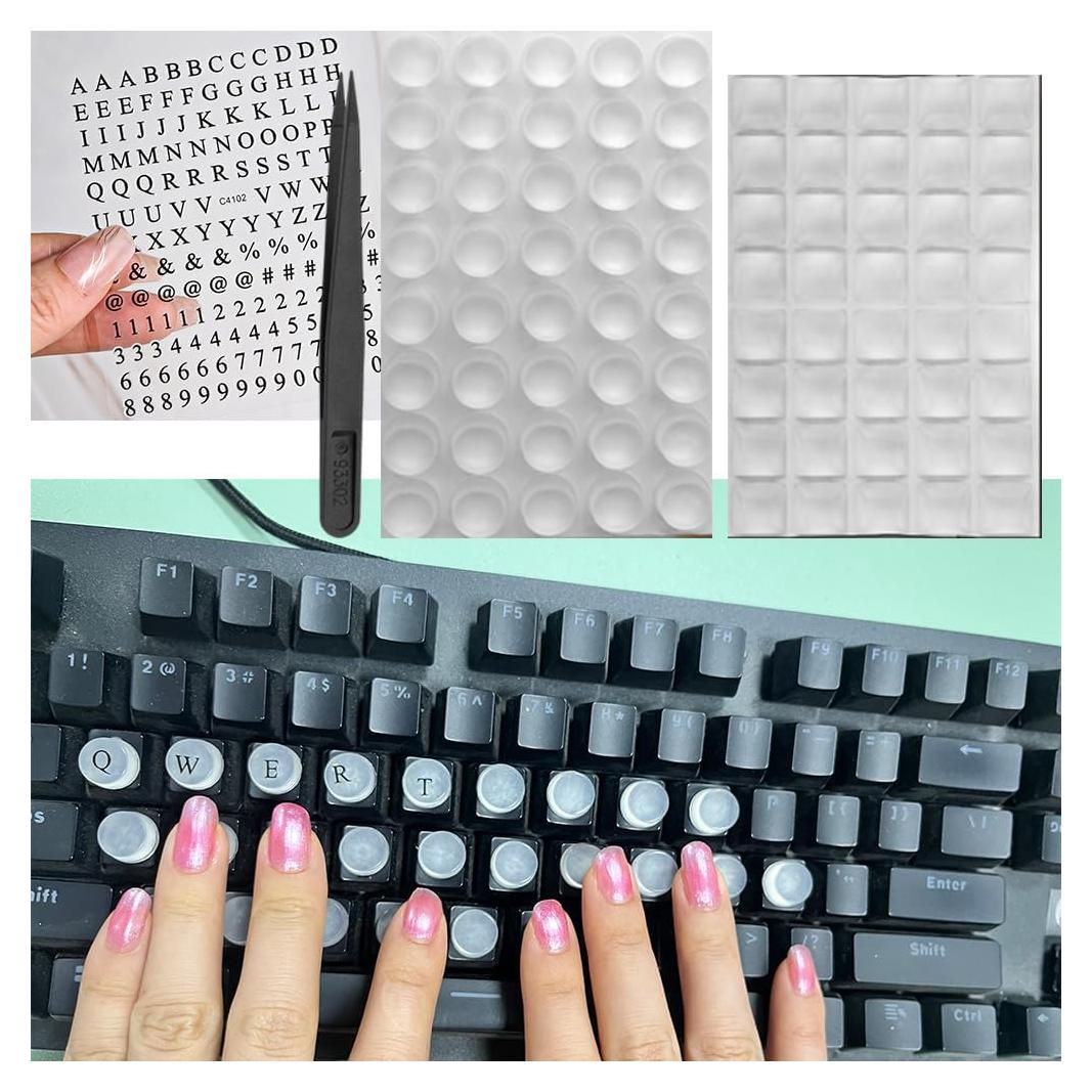 Pegatinas de Teclado YLOIJO 80 PCS Silicona Autoadhesiva