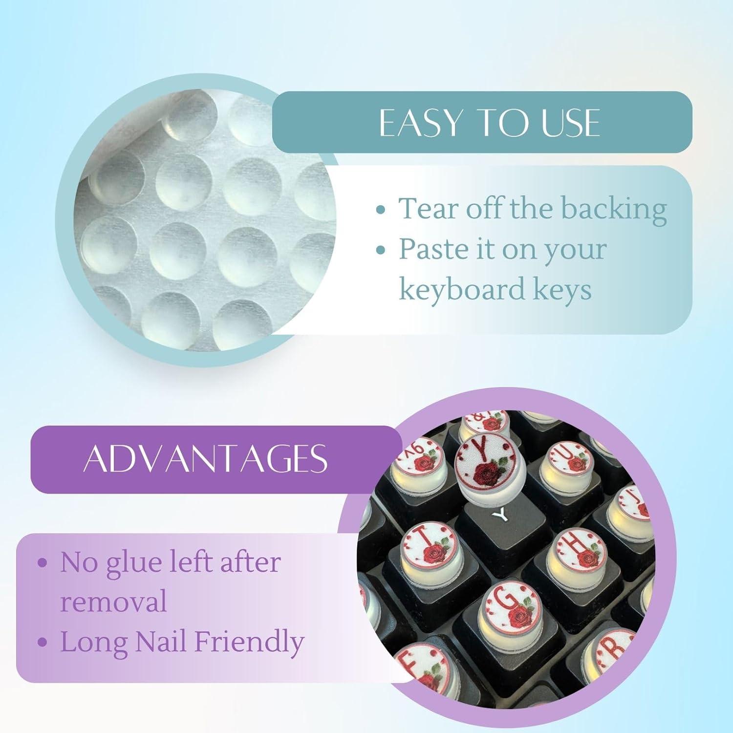 Burbujas de Teclado Silicona LikoSpark 72pcs para Uñas Largas