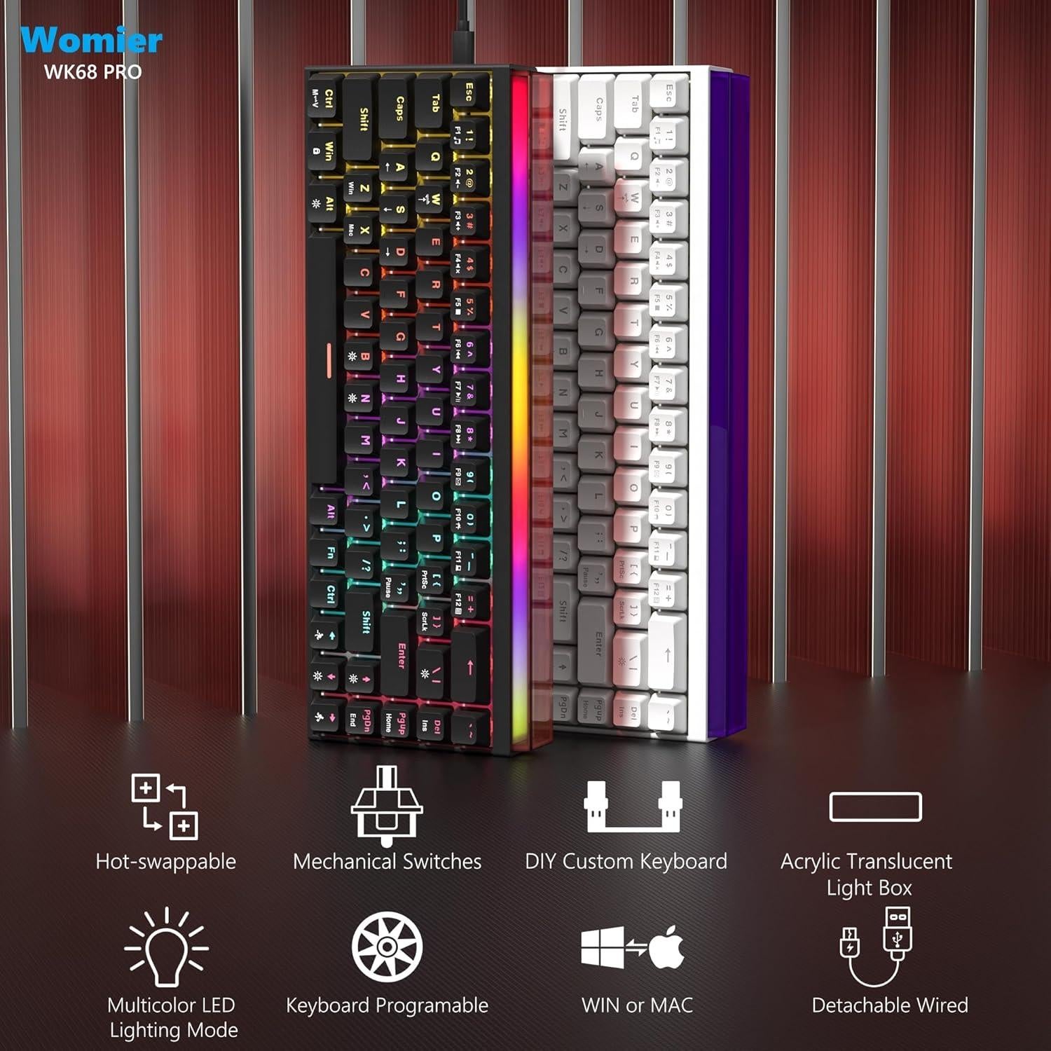 Teclado Mecánico Womier WK68 PRO 60% RGB Programable