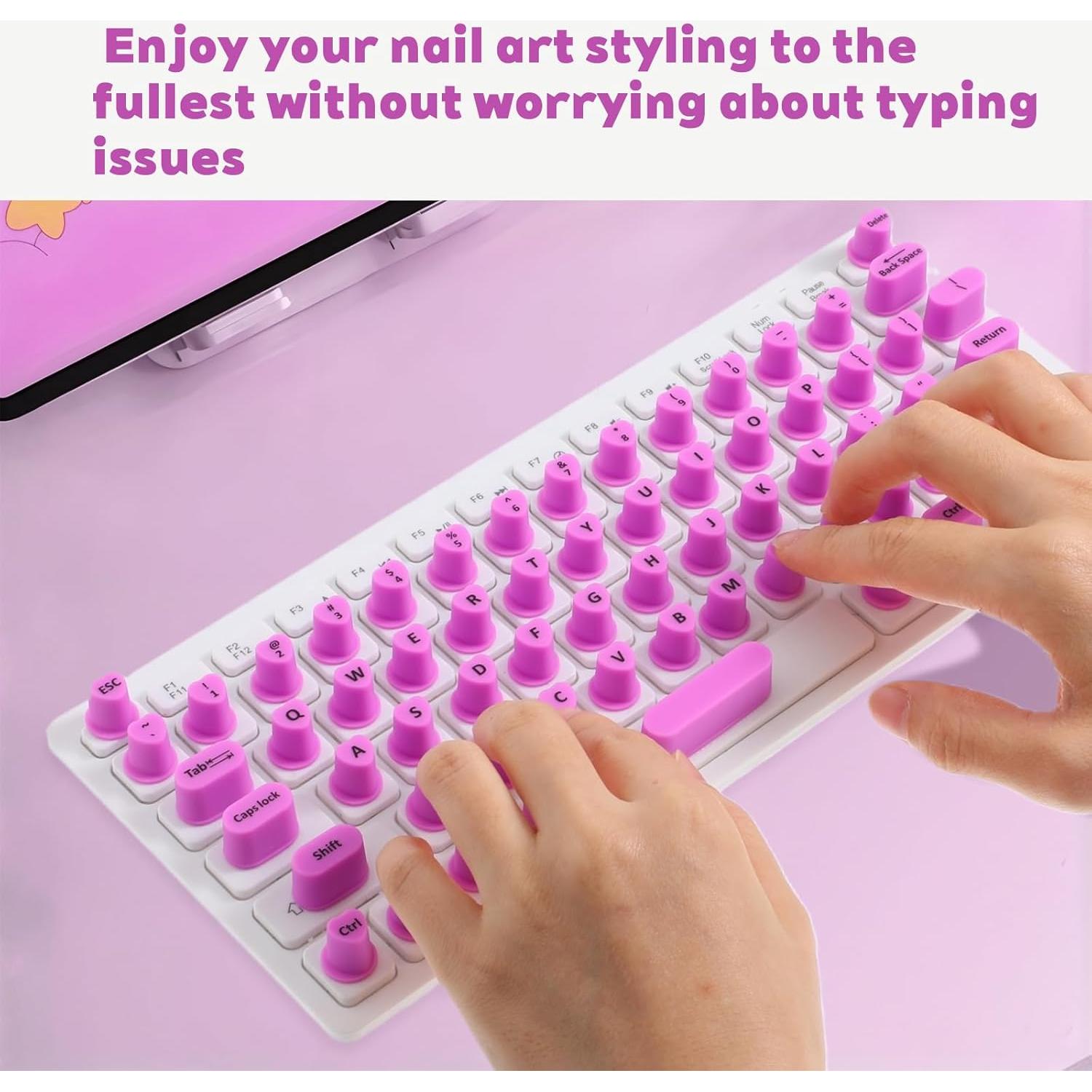 Calcomanías Elevadas para Teclado Eldraqth - Uñas Largas Morado