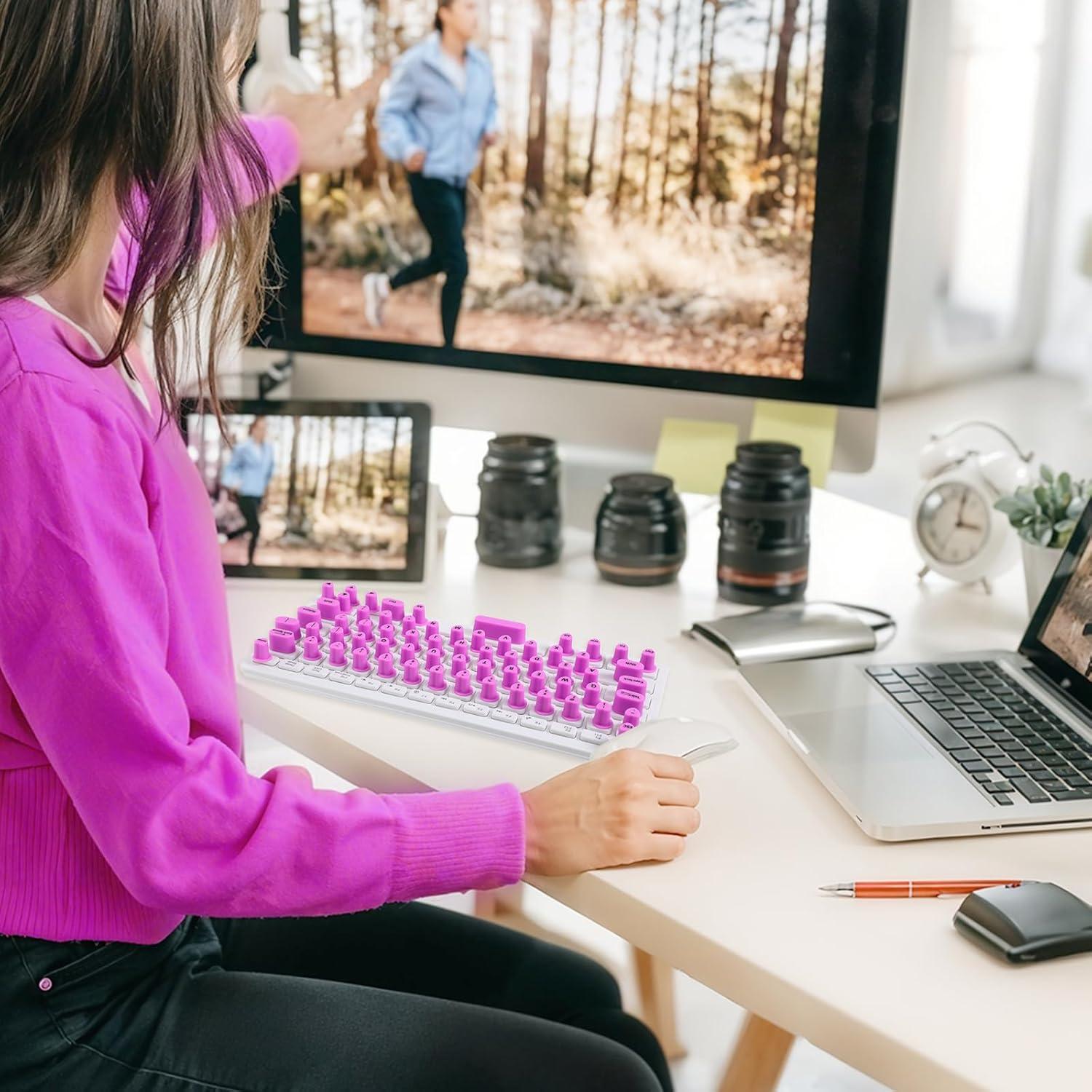 Calcomanías Elevadas para Teclado Eldraqth - Uñas Largas Morado