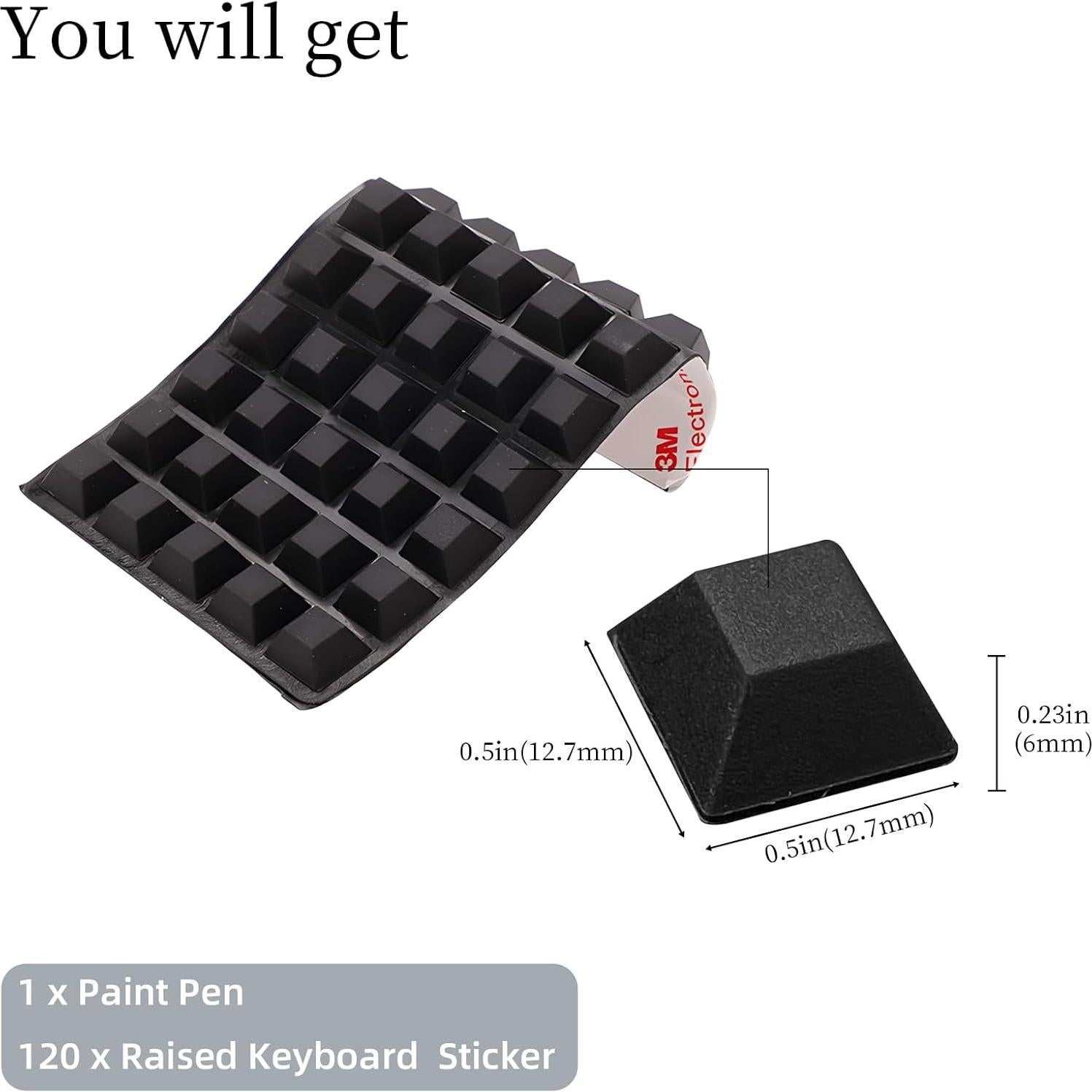 120 Calcomanías Elevadas para Teclado VEINARDYL - Negro Trapezoidal