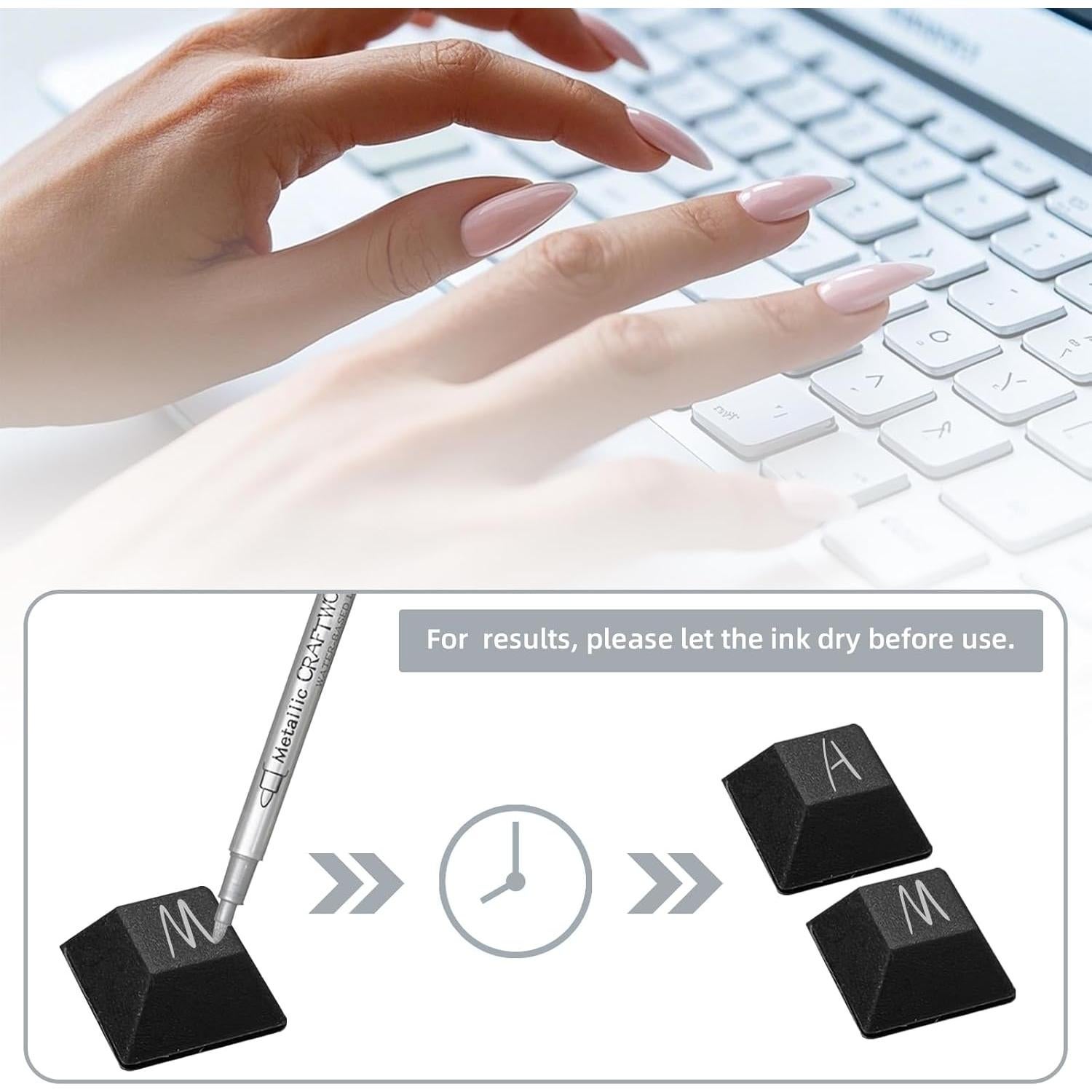 120 Calcomanías Elevadas para Teclado VEINARDYL - Negro Trapezoidal