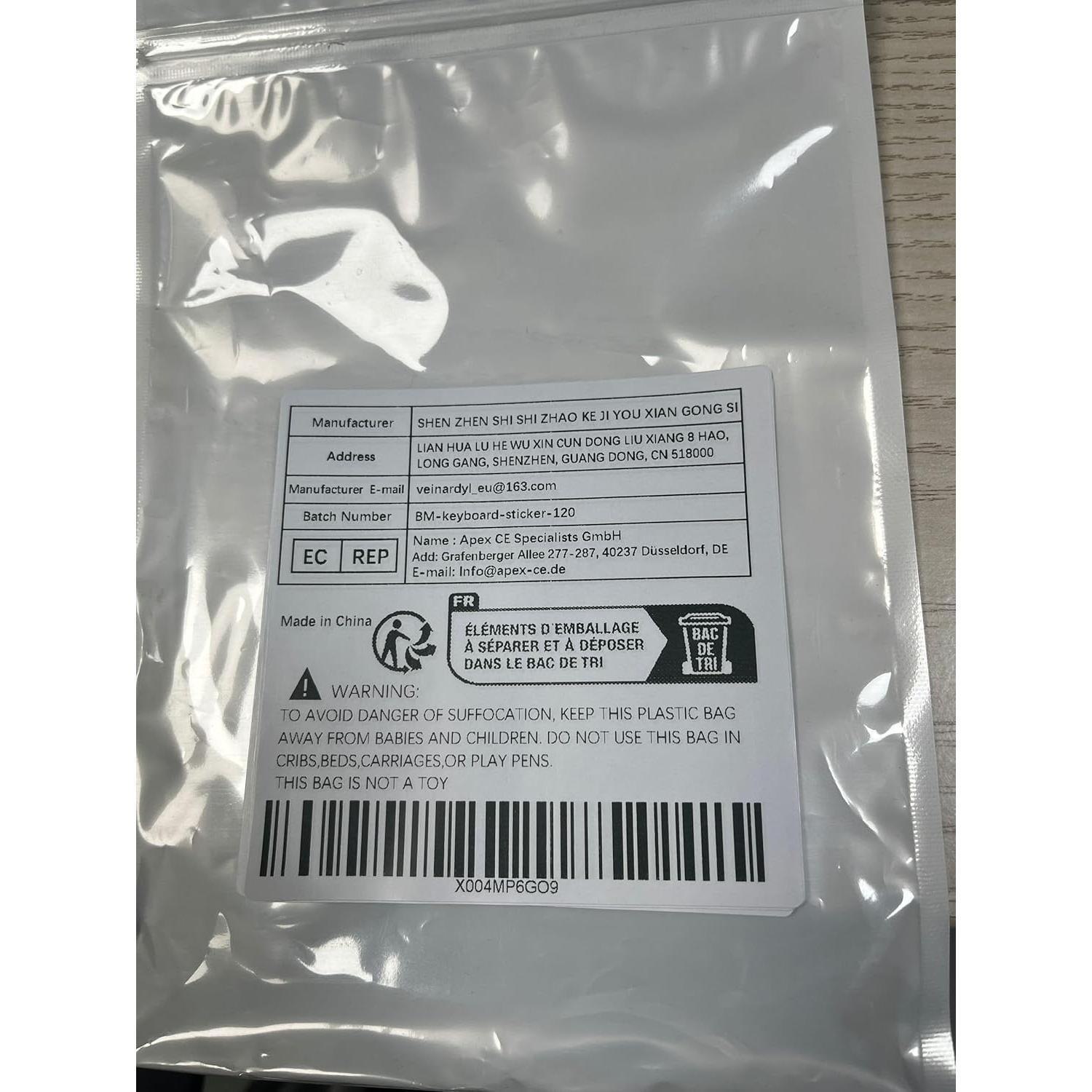 120 Calcomanías Elevadas para Teclado VEINARDYL - Negro Trapezoidal