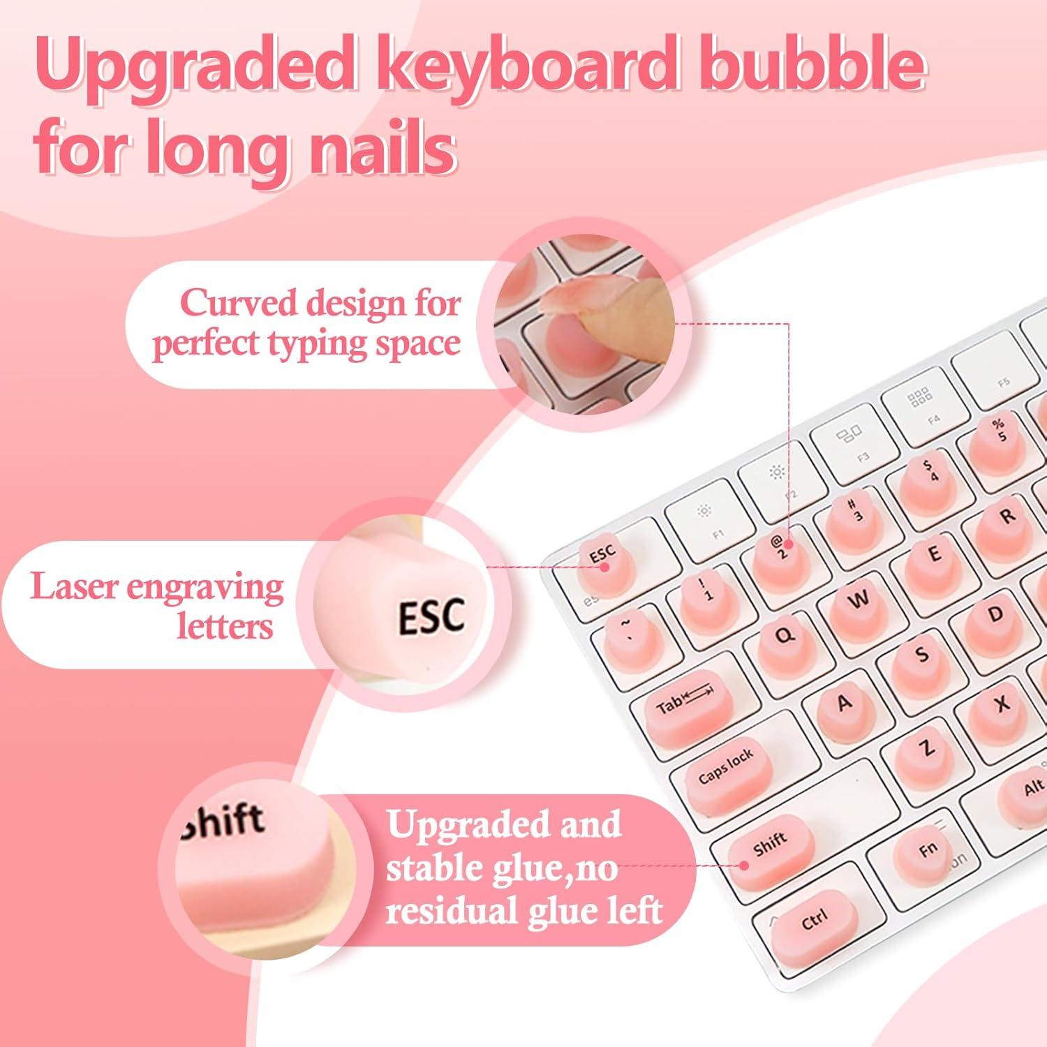 Calcomanías para Teclado Ponhey 70 Pcs Silicona Rosa Uñas Largas