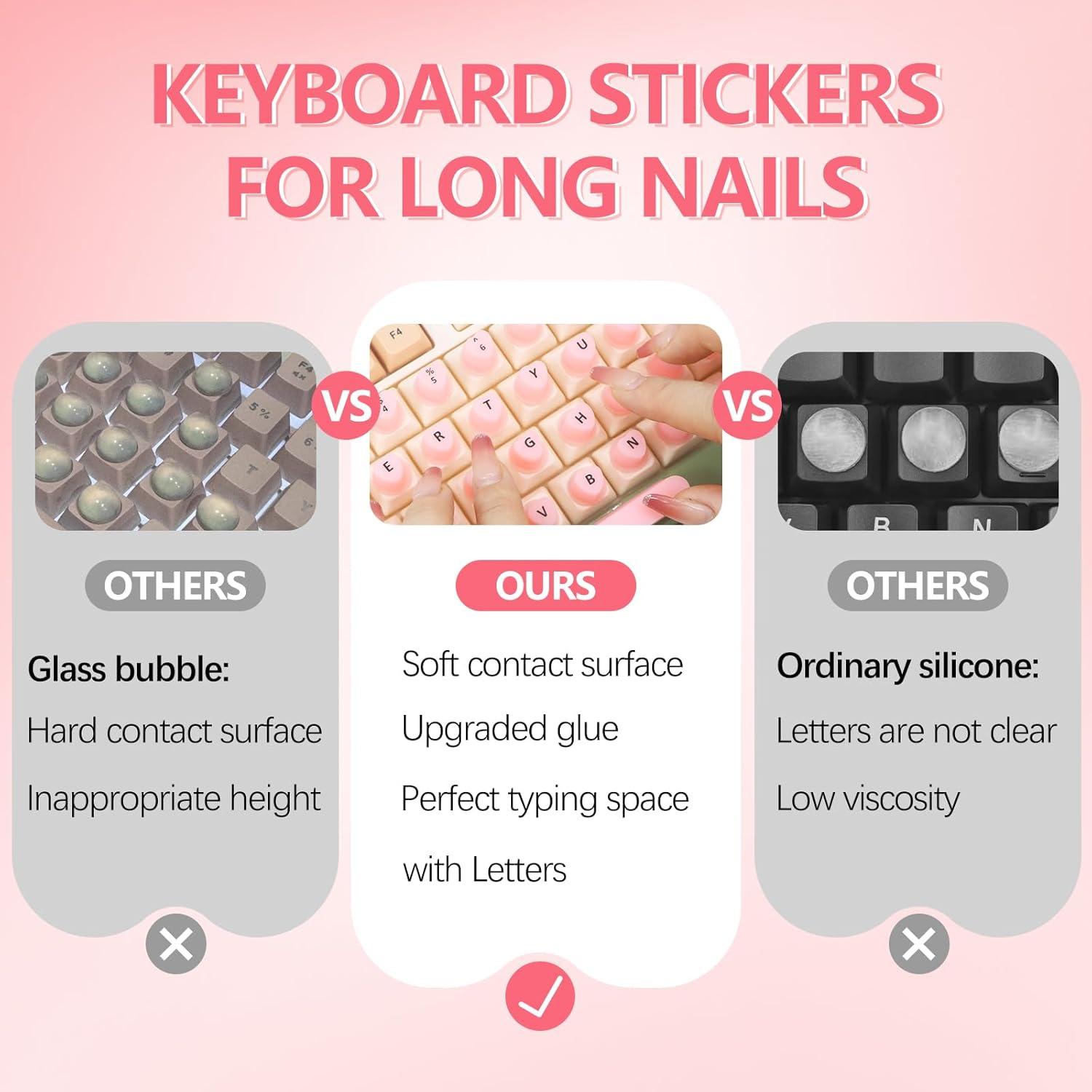 Calcomanías para Teclado Ponhey 70 Pcs Silicona Rosa Uñas Largas