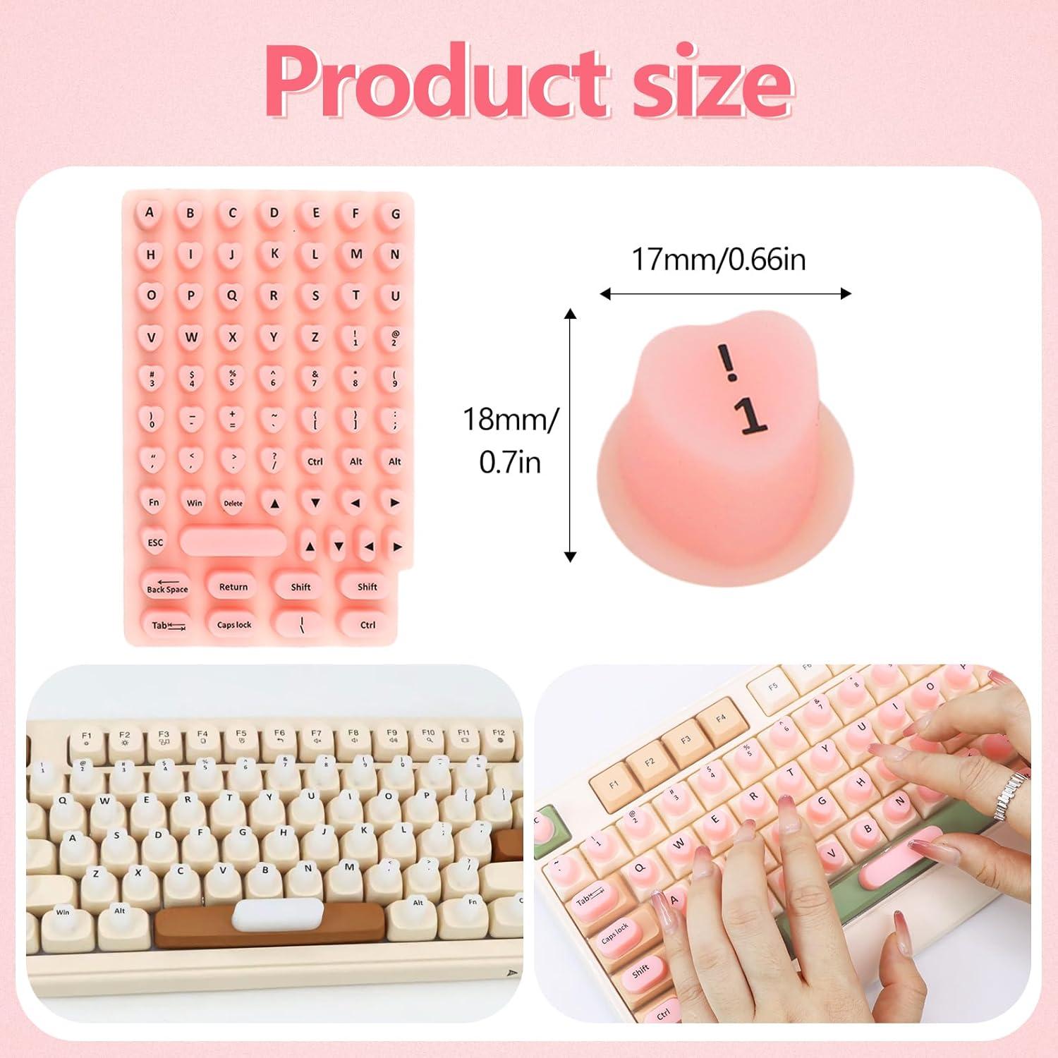 Calcomanías para Teclado Ponhey 70 Pcs Silicona Rosa Uñas Largas