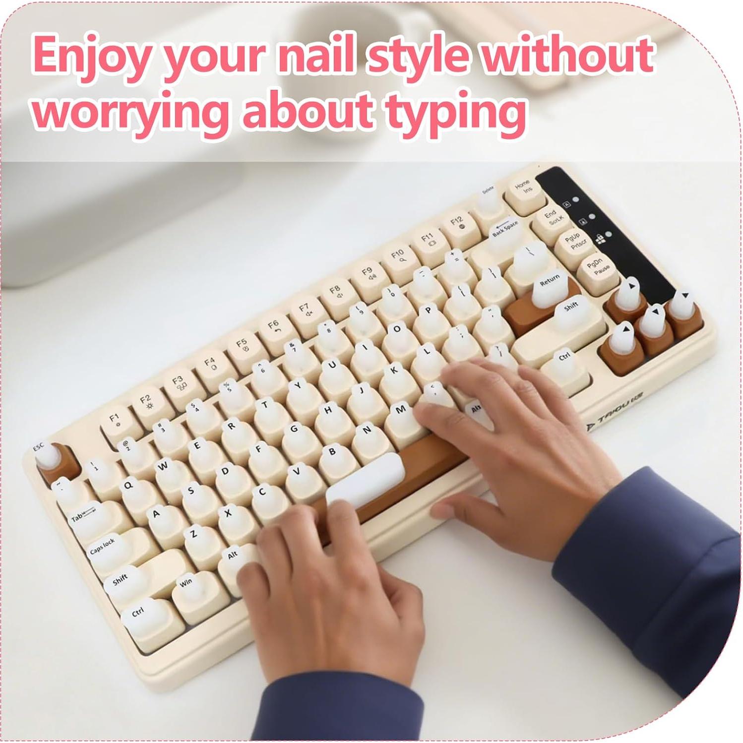 Calcomanías para Teclado Ponhey 70 Pcs Silicona Rosa Uñas Largas