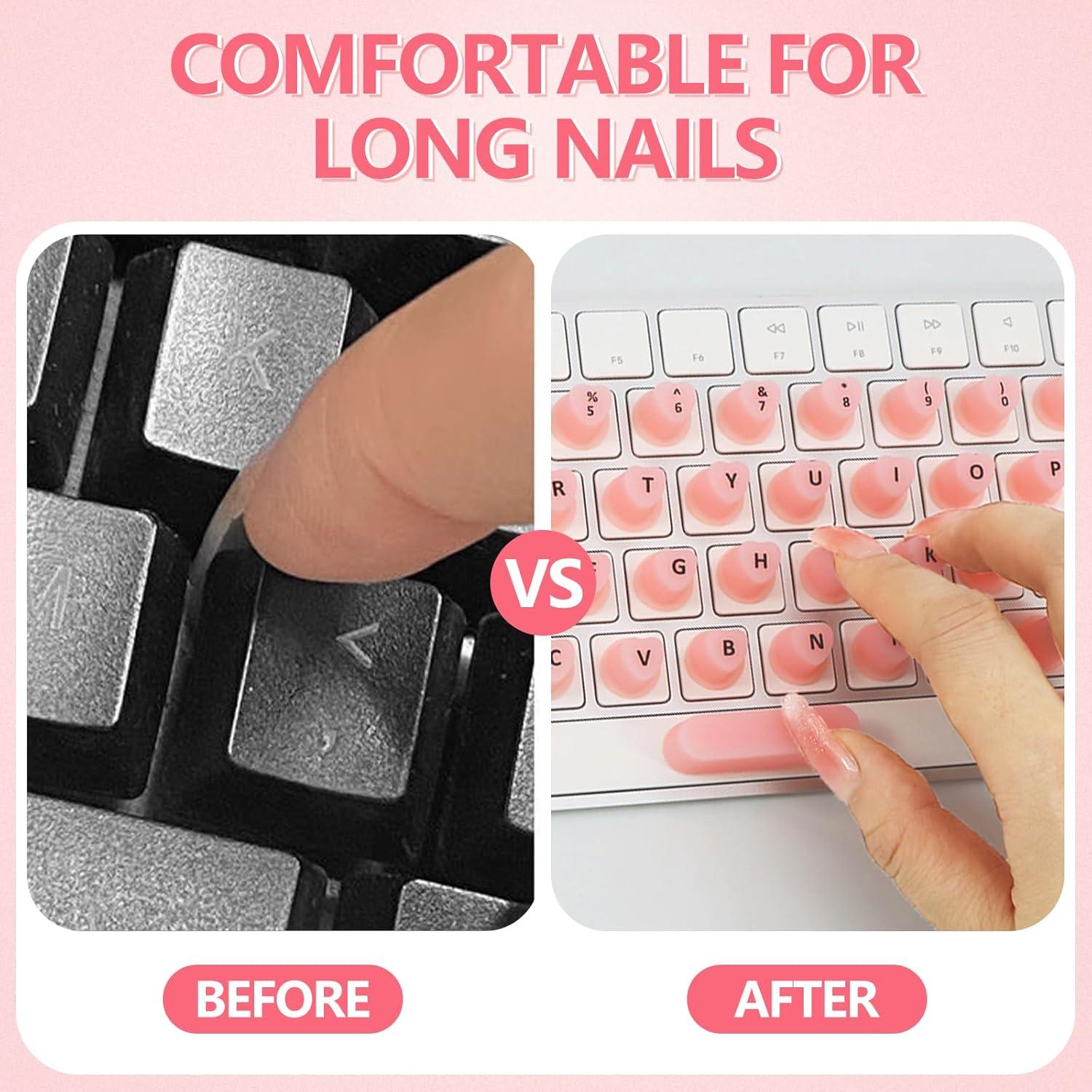 Calcomanías para Teclado Ponhey 70 Pcs Silicona Rosa Uñas Largas