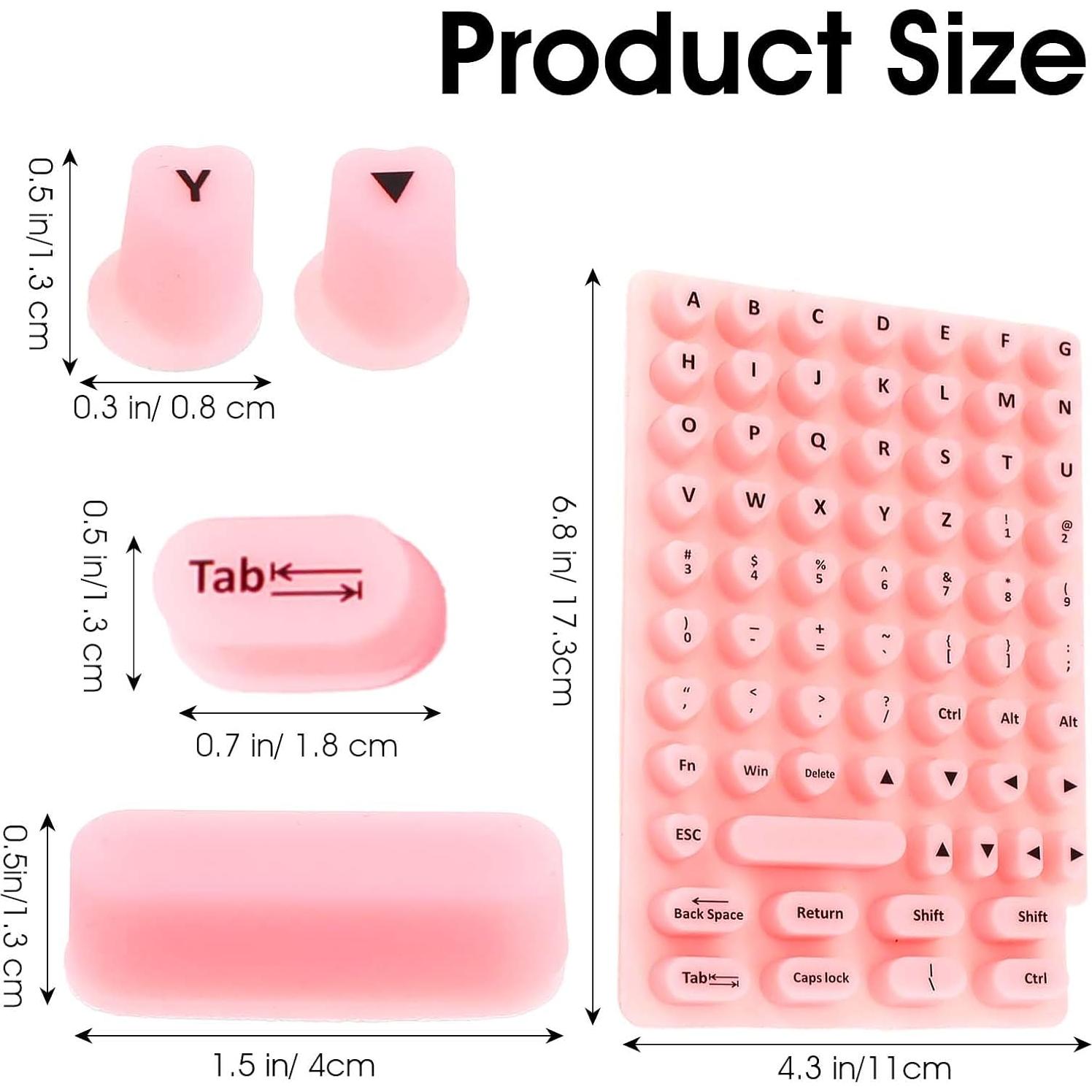 70 Calcomanías de Teclado Rosa para Uñas Largas - Silicona