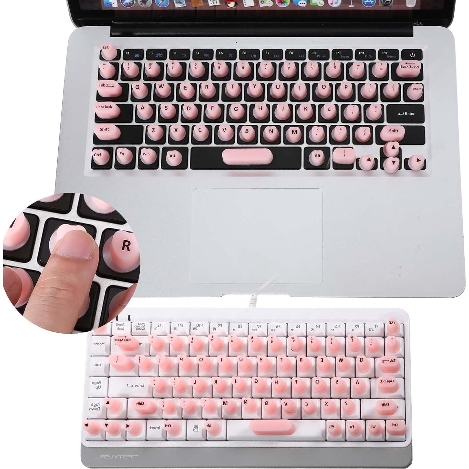 70 Calcomanías de Teclado Rosa para Uñas Largas - Silicona