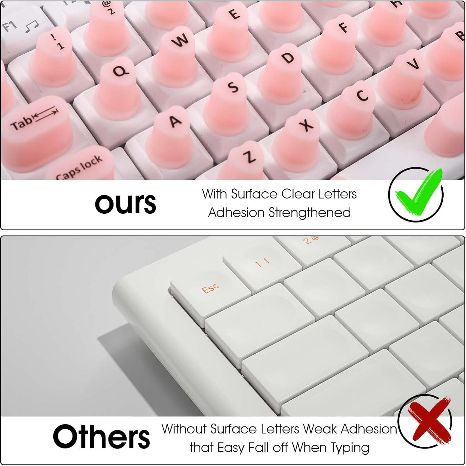 70 Calcomanías de Teclado Rosa para Uñas Largas - Silicona