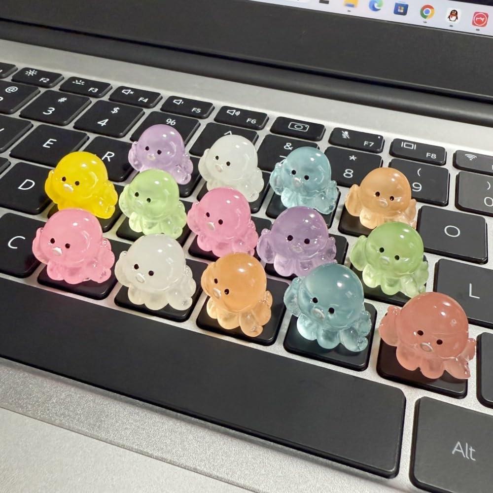 20 Stickers 3D Pulpo MayeBridge para Teclado y Uñas Largas