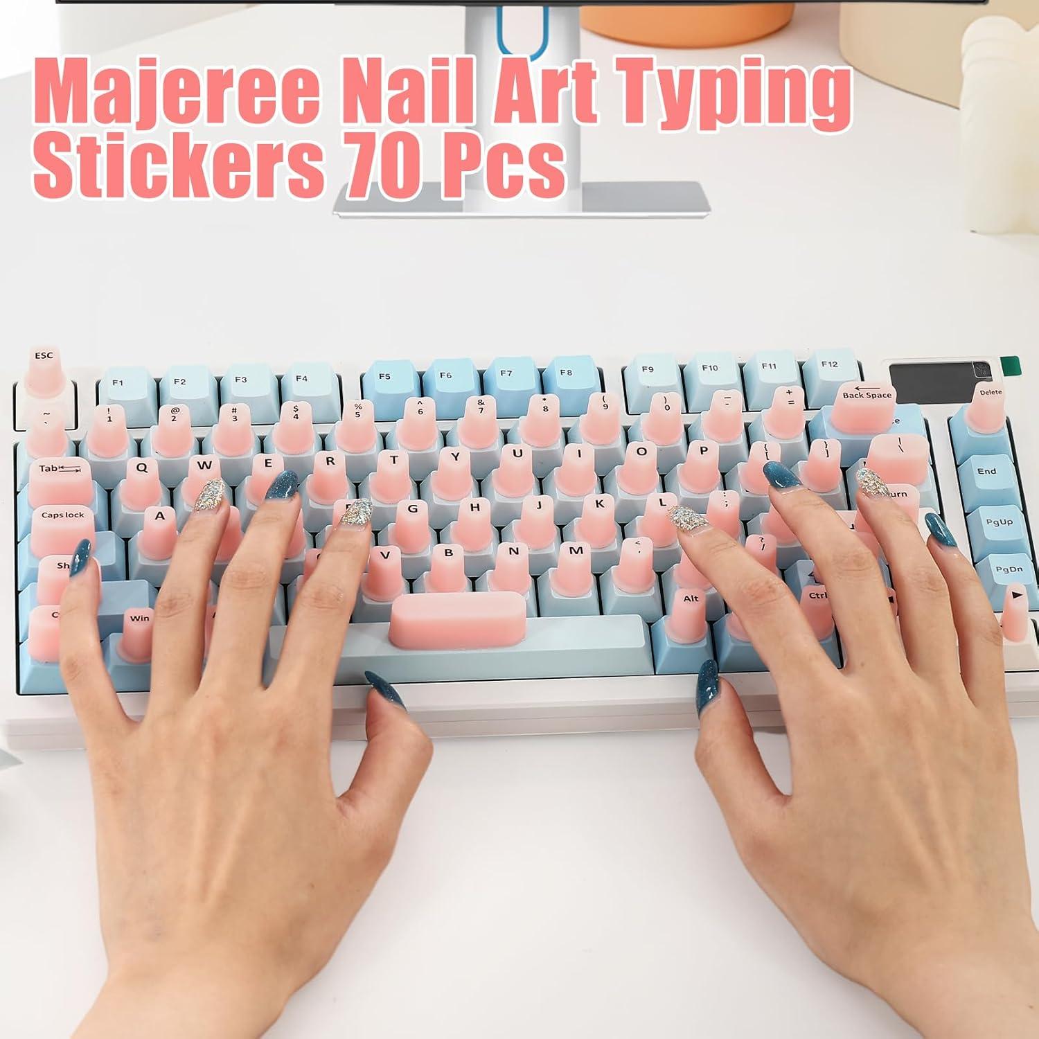 Pegatinas de Teclado para Uñas Largas Giococo - 70 Pcs Silicona Blanca