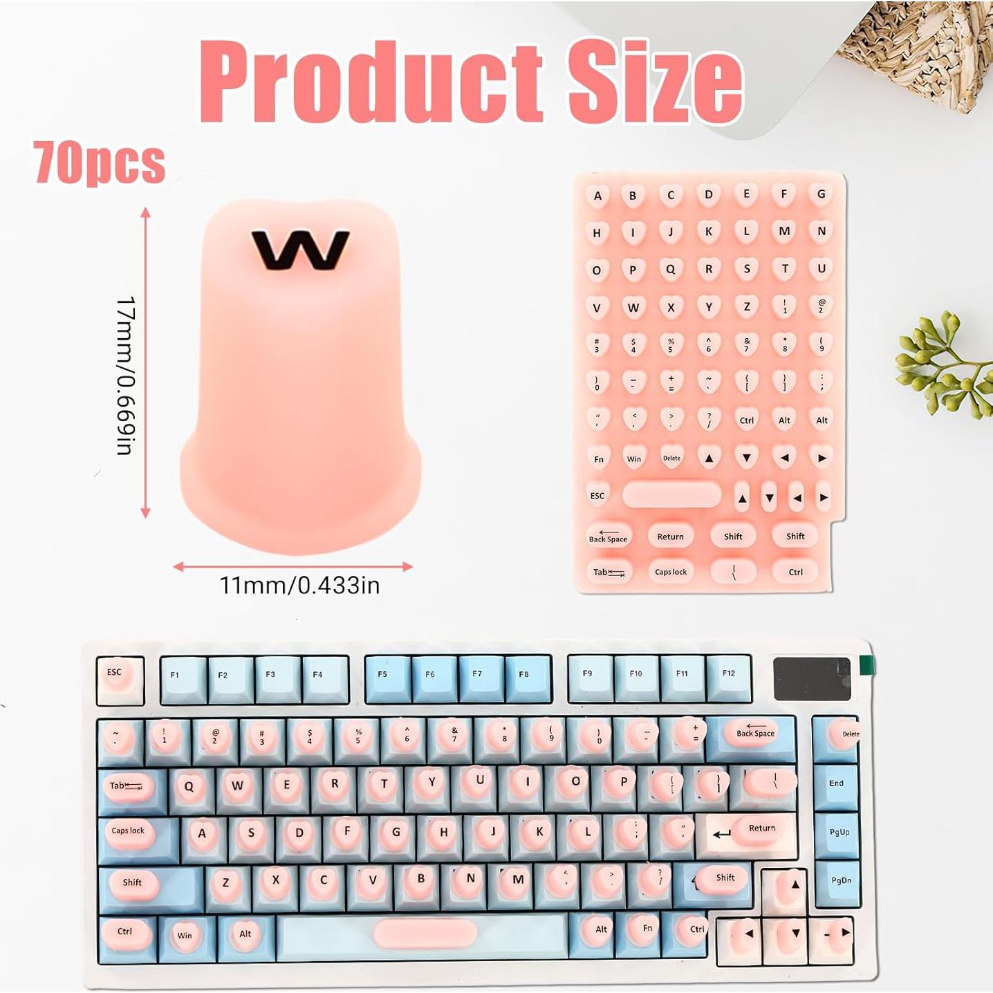 Pegatinas de Teclado para Uñas Largas Giococo - 70 Pcs Silicona Blanca