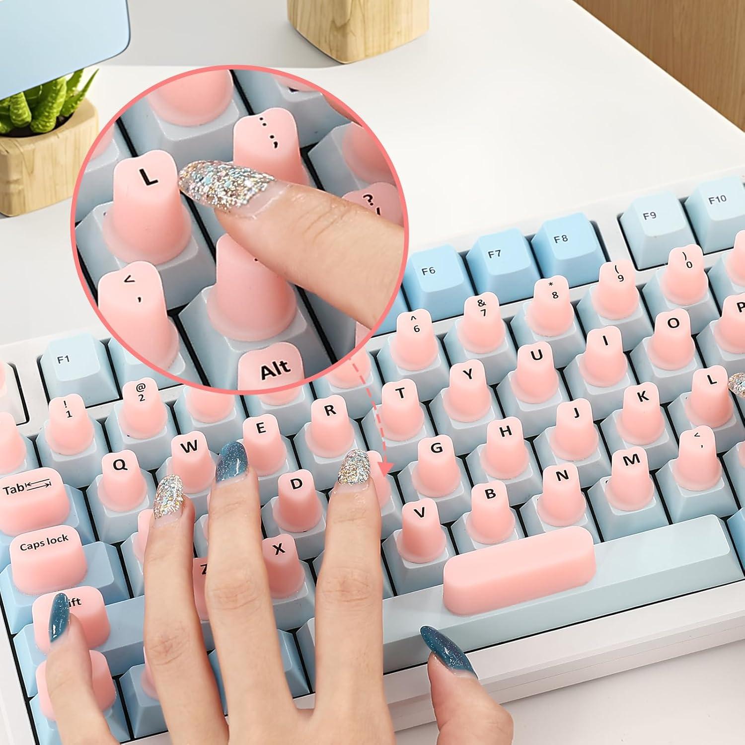 Pegatinas de Teclado para Uñas Largas Giococo - 70 Pcs Silicona Blanca