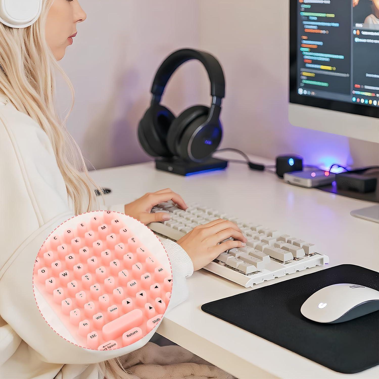 Pegatinas de Teclado para Uñas Largas Giococo - 70 Pcs Silicona Blanca