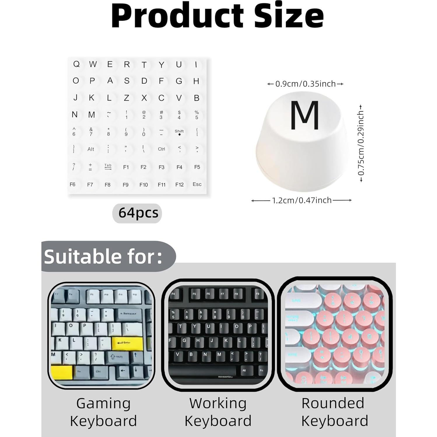 Calcomanías de Teclado Silicona Elevadas 64PCS - Virsomier