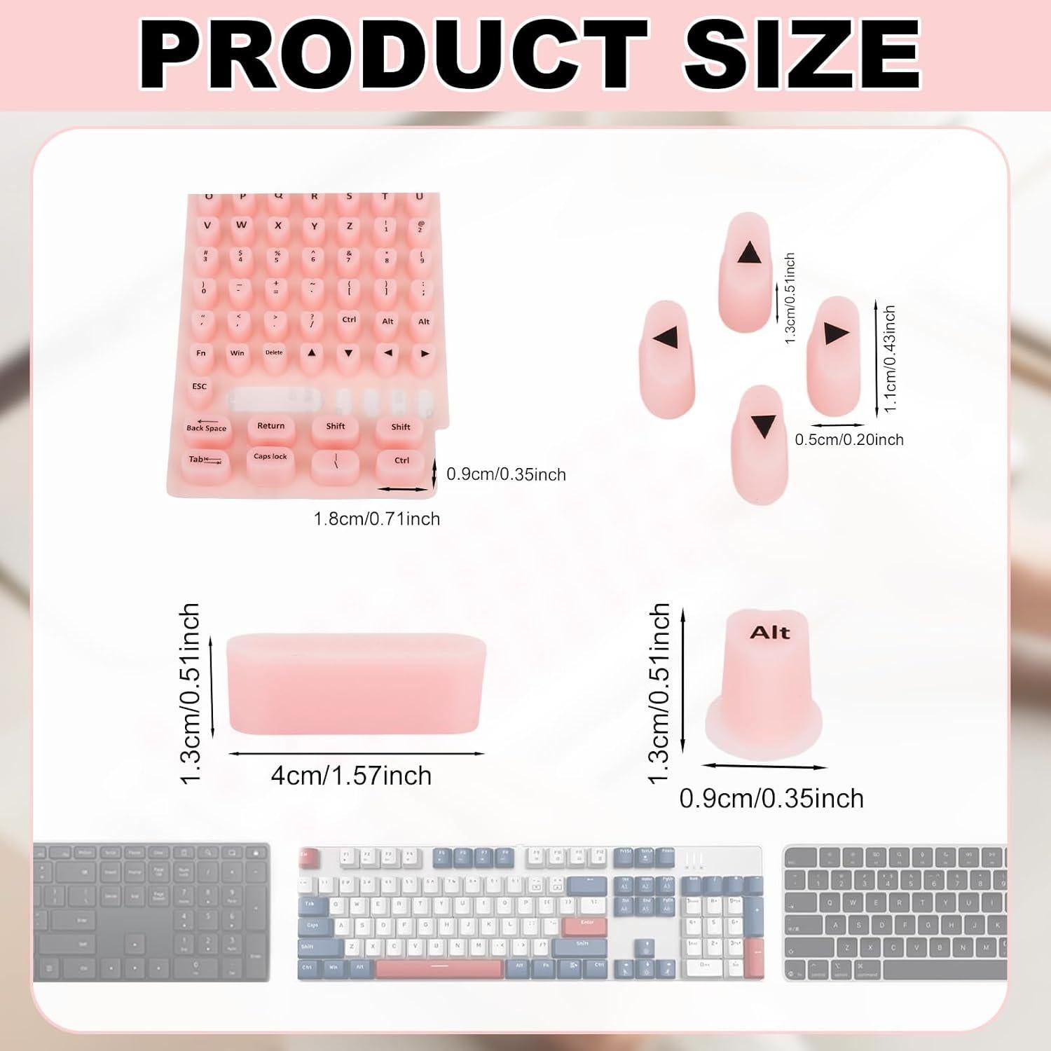 70 Stickers para Teclado de Silicona Tinoaly Rosa para Uñas Largas