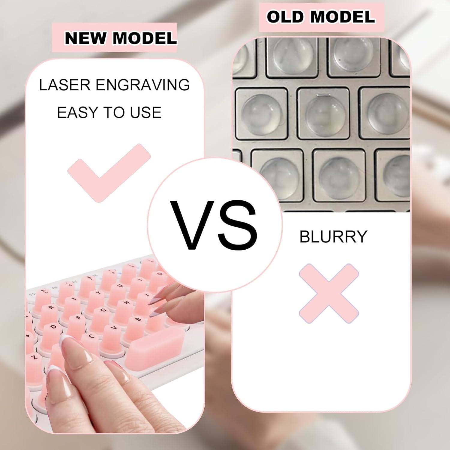 70 Stickers para Teclado de Silicona Tinoaly Rosa para Uñas Largas