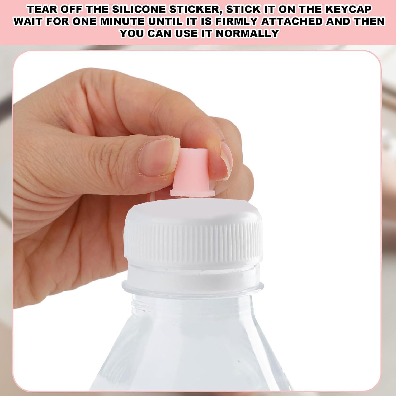 70 Stickers para Teclado de Silicona Tinoaly Rosa para Uñas Largas
