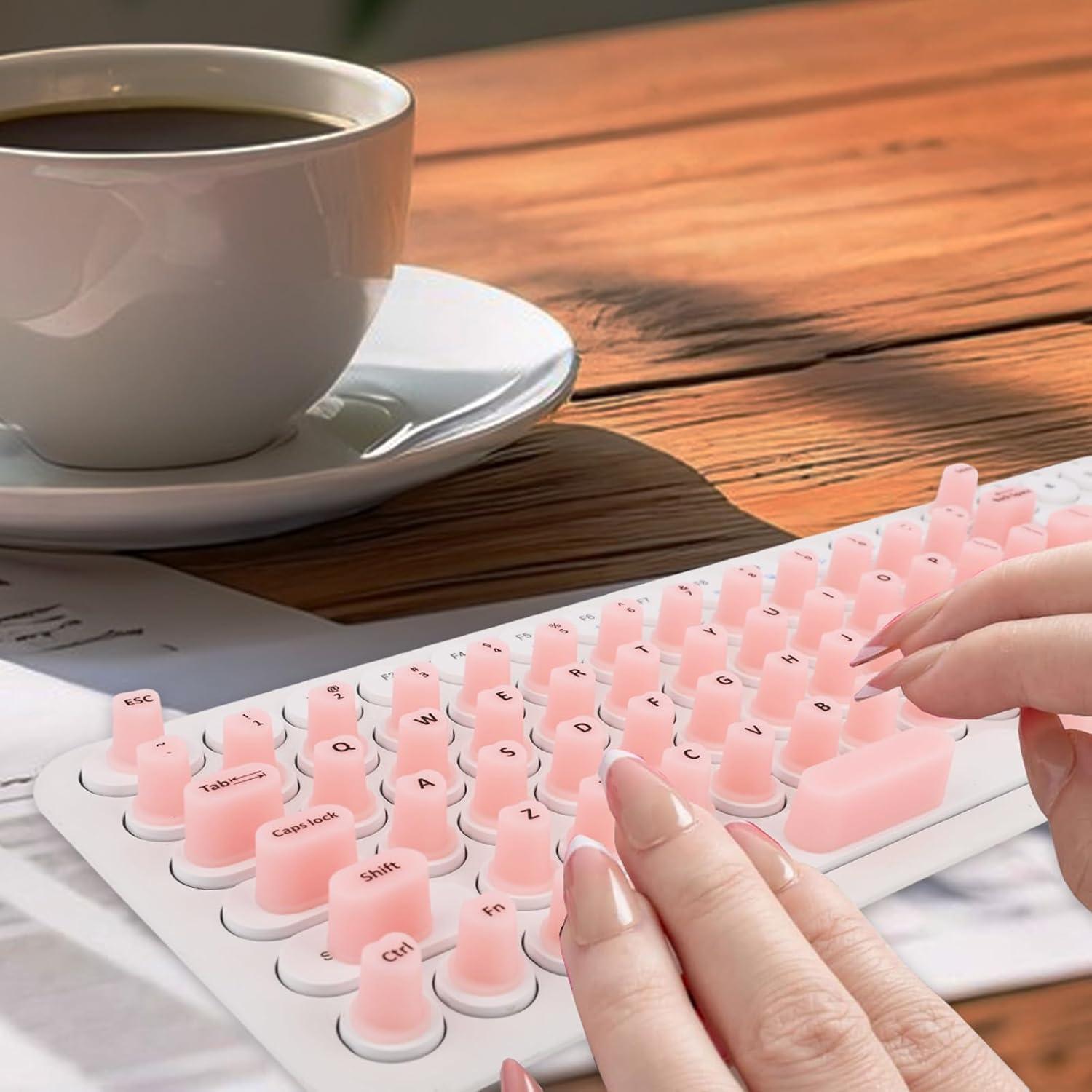 70 Stickers para Teclado de Silicona Tinoaly Rosa para Uñas Largas