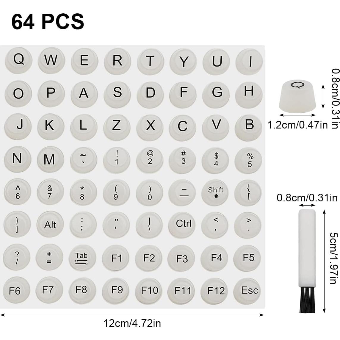 64 Calcomanías Elevadas para Teclado IOUALEY - Uñas Largas