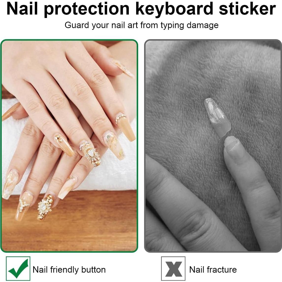 64 Calcomanías Elevadas para Teclado IOUALEY - Uñas Largas