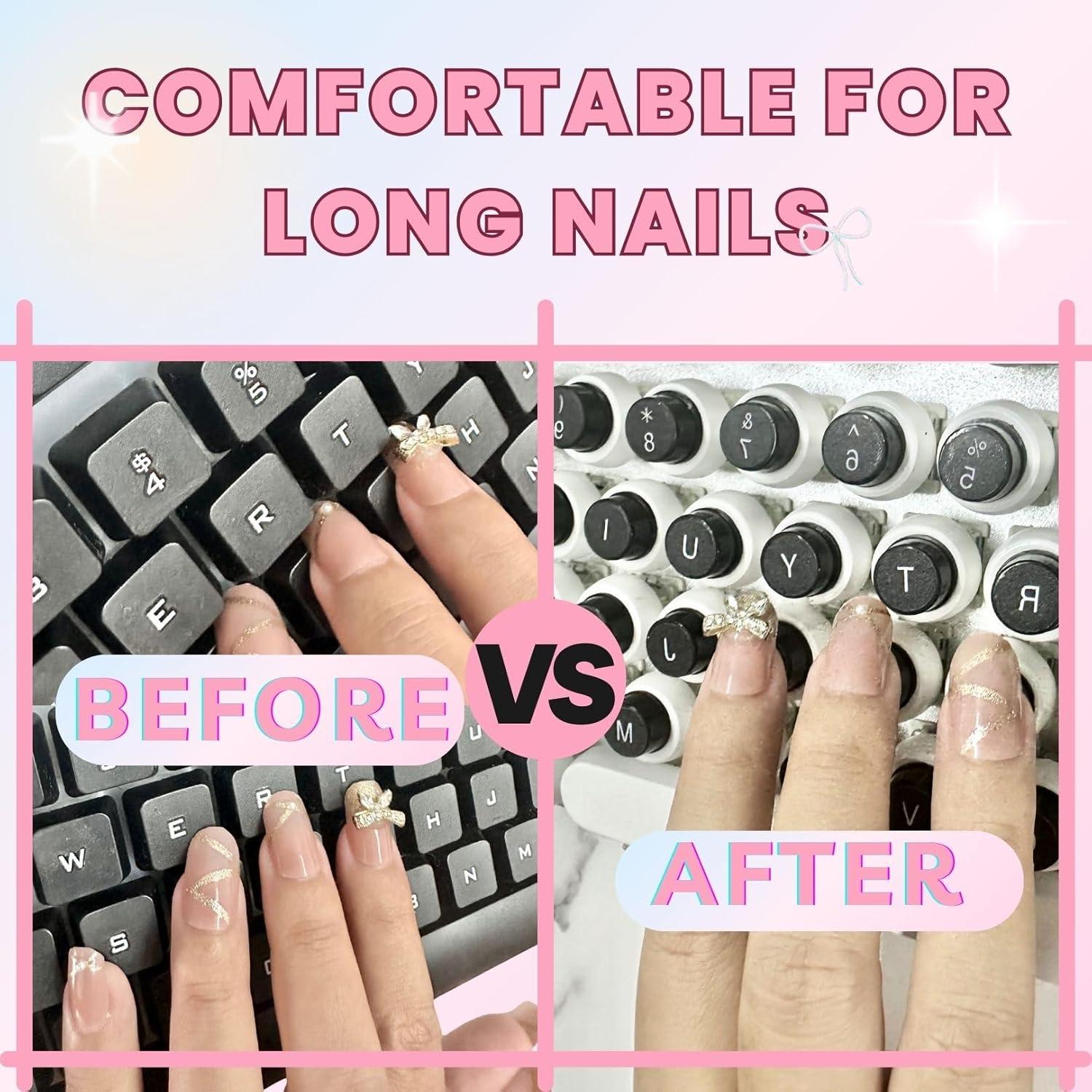 Etiquetas de Teclado de Silicona LikoSpark para Uñas Largas 72 PCS