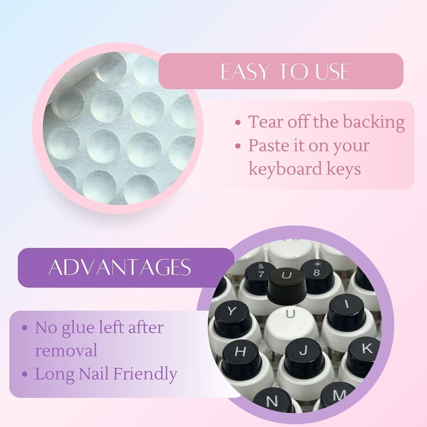 Etiquetas de Teclado de Silicona LikoSpark para Uñas Largas 72 PCS