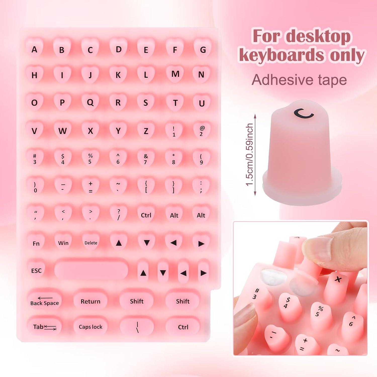 Calcomanías de Teclado Elevadas Kingdder 70 Pcs Rosa Uñas Largas