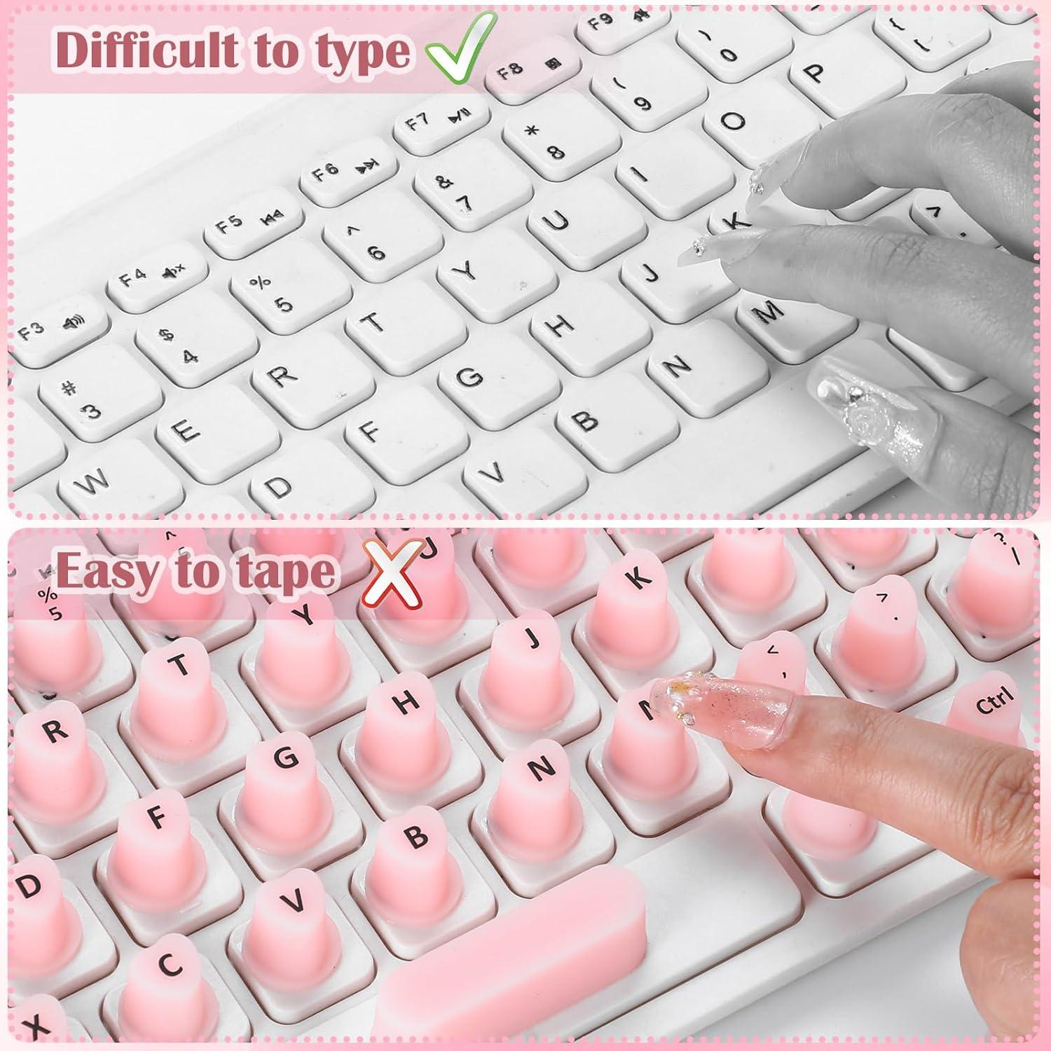 Calcomanías de Teclado Elevadas Kingdder 70 Pcs Rosa Uñas Largas