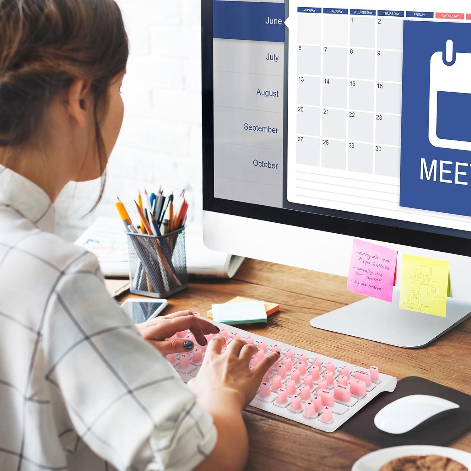 Calcomanías de Teclado Elevadas Kingdder 70 Pcs Rosa Uñas Largas