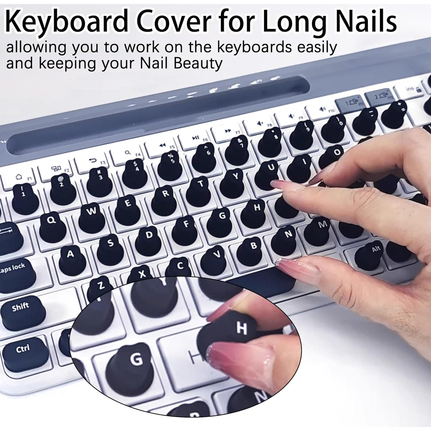 Pegatinas de Teclado SJWOW para Uñas Largas - Corazón Negro